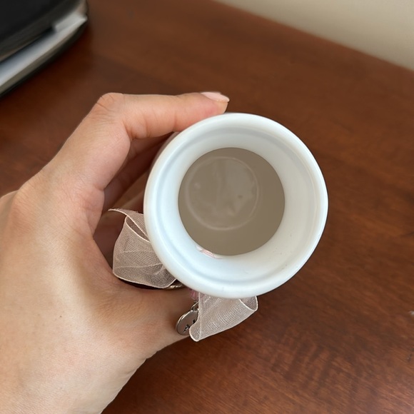 Small White Decorative Ceramic Jar with Pink Bow - Picture 4 of 5